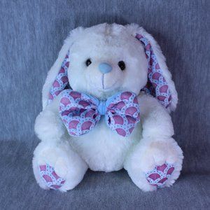 BUNNY RABBIT Sitting 10" WHITE Plush Animal Bow Tie Stuffed Toy‎ GABITOY